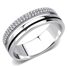 Load image into Gallery viewer, DA275 - High polished (no plating) Stainless Steel Ring with AAA Grade CZ  in Clear