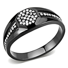 Load image into Gallery viewer, DA282 - IP Black(Ion Plating) Stainless Steel Ring with AAA Grade CZ  in Clear