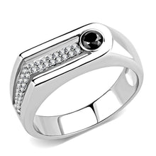 Load image into Gallery viewer, DA286 - High polished (no plating) Stainless Steel Ring with AAA Grade CZ  in Black Diamond
