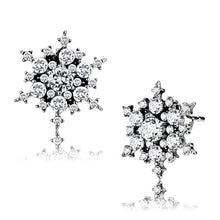 Load image into Gallery viewer, DA294 - High polished (no plating) Stainless Steel Earrings with AAA Grade CZ  in Clear