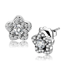 Load image into Gallery viewer, DA297 - High polished (no plating) Stainless Steel Earrings with AAA Grade CZ  in Clear