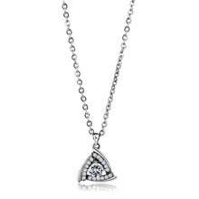 Load image into Gallery viewer, DA301 - High polished (no plating) Stainless Steel Chain Pendant with AAA Grade CZ  in Clear