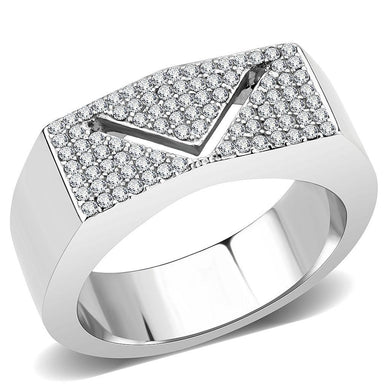 DA303 - No Plating Stainless Steel Ring with AAA Grade CZ  in Clear