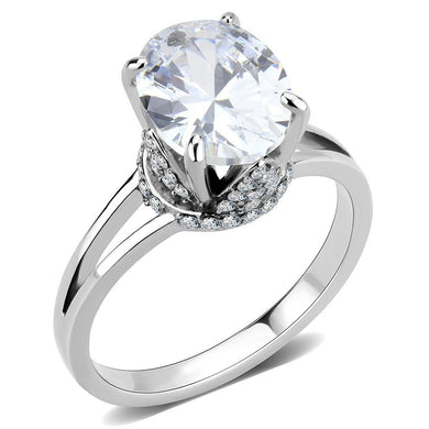 DA314 - No Plating Stainless Steel Ring with AAA Grade CZ  in Clear