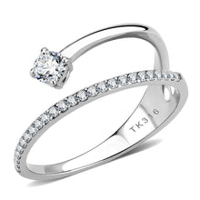 Load image into Gallery viewer, DA316 - No Plating Stainless Steel Ring with AAA Grade CZ  in Clear