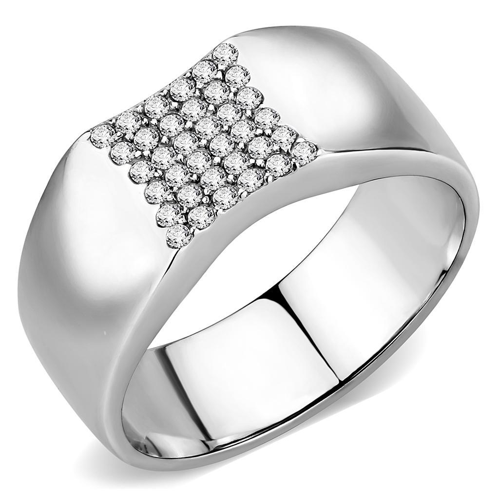 DA345 - No Plating Stainless Steel Ring with AAA Grade CZ  in Clear