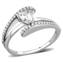 Load image into Gallery viewer, DA355 - High polished (no plating) Stainless Steel Ring with AAA Grade CZ  in Clear