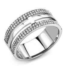 Load image into Gallery viewer, DA366 - High polished (no plating) Stainless Steel Ring with AAA Grade CZ  in Clear