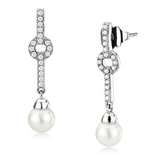 Load image into Gallery viewer, DA370 - High polished (no plating) Stainless Steel Earrings with Synthetic Pearl in White