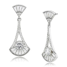 Load image into Gallery viewer, DA373 - High polished (no plating) Stainless Steel Earrings with AAA Grade CZ  in Clear