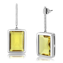 Load image into Gallery viewer, DA378 - High polished (no plating) Stainless Steel Earrings with Top Grade Crystal  in Topaz