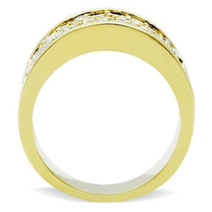 GL002 - IP Gold(Ion Plating) Brass Ring with Top Grade Crystal  in Clear