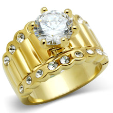 Load image into Gallery viewer, GL095 - IP Gold(Ion Plating) Brass Ring with AAA Grade CZ  in Clear