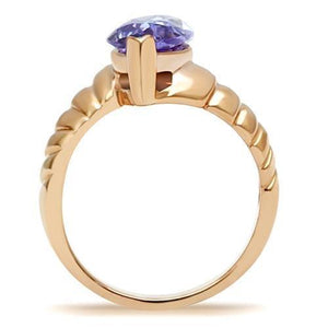 GL139 - IP Rose Gold(Ion Plating) Brass Ring with AAA Grade CZ  in Light Amethyst