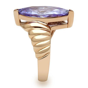 GL139 - IP Rose Gold(Ion Plating) Brass Ring with AAA Grade CZ  in Light Amethyst
