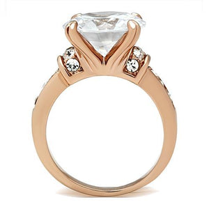 GL144 - IP Rose Gold(Ion Plating) Brass Ring with AAA Grade CZ  in Clear