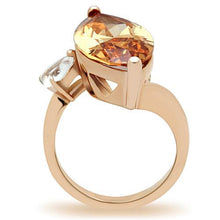 Load image into Gallery viewer, GL145 - IP Rose Gold(Ion Plating) Brass Ring with AAA Grade CZ  in Champagne