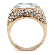 Load image into Gallery viewer, GL146 - IP Rose Gold(Ion Plating) Brass Ring with Top Grade Crystal  in Clear