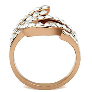 GL149 - IP Rose Gold(Ion Plating) Brass Ring with Top Grade Crystal  in Clear
