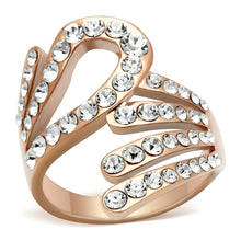 Load image into Gallery viewer, GL149 - IP Rose Gold(Ion Plating) Brass Ring with Top Grade Crystal  in Clear