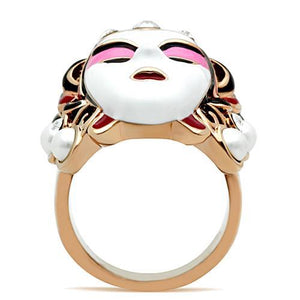 GL163 - IP Rose Gold(Ion Plating) Brass Ring with Top Grade Crystal  in Clear