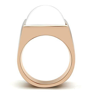 GL164 - IP Rose Gold(Ion Plating) Brass Ring with Synthetic Synthetic Stone in White