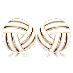 GL166 IP Rose Gold(Ion Plating) Brass Earrings with Epoxy in White