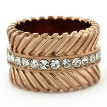 Load image into Gallery viewer, GL202 - IP Rose Gold(Ion Plating) Brass Ring with Top Grade Crystal  in Clear