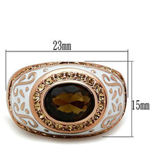 Load image into Gallery viewer, GL203 - IP Rose Gold(Ion Plating) Brass Ring with Synthetic Synthetic Glass in Brown