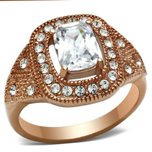 Load image into Gallery viewer, GL215 - IP Rose Gold(Ion Plating) Brass Ring with AAA Grade CZ  in Clear