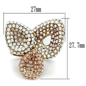 GL219 - IP Rose Gold(Ion Plating) Brass Ring with Top Grade Crystal  in Multi Color