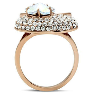 GL220 - IP Rose Gold(Ion Plating) Brass Ring with Top Grade Crystal  in Clear