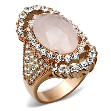 Load image into Gallery viewer, GL225 - IP Rose Gold(Ion Plating) Brass Ring with Precious Stone PINK CRYSTAL in Light Rose