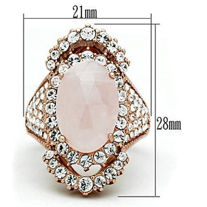 GL225 - IP Rose Gold(Ion Plating) Brass Ring with Precious Stone PINK CRYSTAL in Light Rose