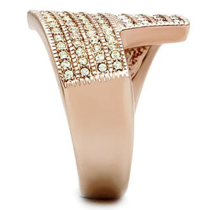 GL229 - IP Rose Gold(Ion Plating) Brass Ring with Top Grade Crystal  in Multi Color
