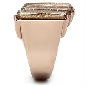 GL231 - IP Rose Gold(Ion Plating) Brass Ring with Synthetic Spinel in Topaz