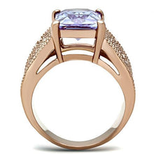 Load image into Gallery viewer, GL236 - IP Rose Gold(Ion Plating) Brass Ring with AAA Grade CZ  in Light Amethyst