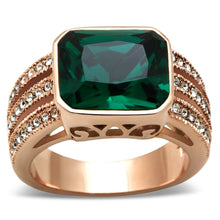 Load image into Gallery viewer, GL240 - IP Rose Gold(Ion Plating) Brass Ring with Synthetic Synthetic Glass in Blue Zircon