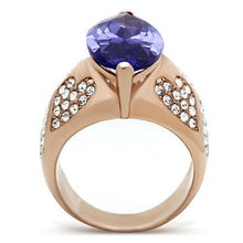 Load image into Gallery viewer, GL241 - IP Rose Gold(Ion Plating) Brass Ring with AAA Grade CZ  in Tanzanite
