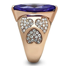 Load image into Gallery viewer, GL241 - IP Rose Gold(Ion Plating) Brass Ring with AAA Grade CZ  in Tanzanite