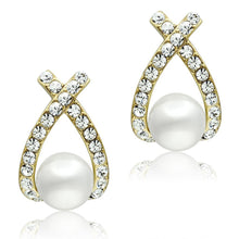 Load image into Gallery viewer, GL251 - IP Gold(Ion Plating) Brass Earrings with Synthetic Pearl in White