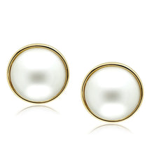 Load image into Gallery viewer, GL254 - IP Gold(Ion Plating) Brass Earrings with Synthetic Pearl in White