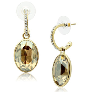 GL257 - IP Gold(Ion Plating) Brass Earrings with Top Grade Crystal  in Champagne