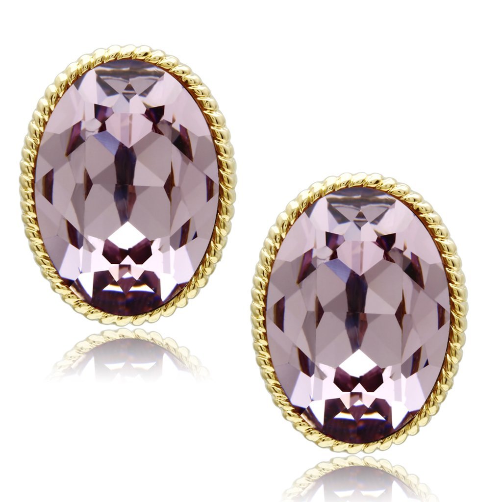 GL258 - IP Gold(Ion Plating) Brass Earrings with Top Grade Crystal  in Light Amethyst