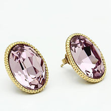 Load image into Gallery viewer, GL258 - IP Gold(Ion Plating) Brass Earrings with Top Grade Crystal  in Light Amethyst