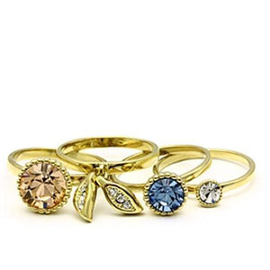 GL276 - IP Gold(Ion Plating) Brass Ring with Top Grade Crystal  in Multi Color