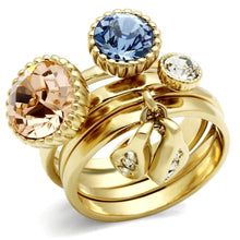 Load image into Gallery viewer, GL276 - IP Gold(Ion Plating) Brass Ring with Top Grade Crystal  in Multi Color