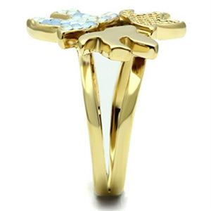 GL277 - IP Gold(Ion Plating) Brass Ring with Top Grade Crystal  in Multi Color