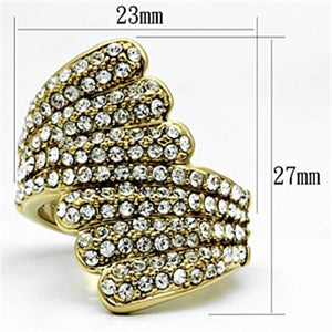 GL284 - IP Gold(Ion Plating) Brass Ring with Top Grade Crystal  in Clear