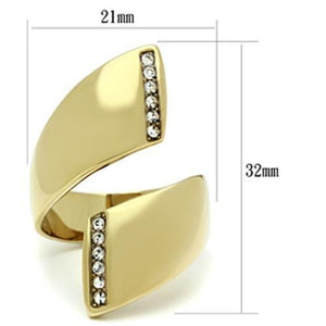 GL292 - IP Gold(Ion Plating) Brass Ring with Top Grade Crystal  in Clear